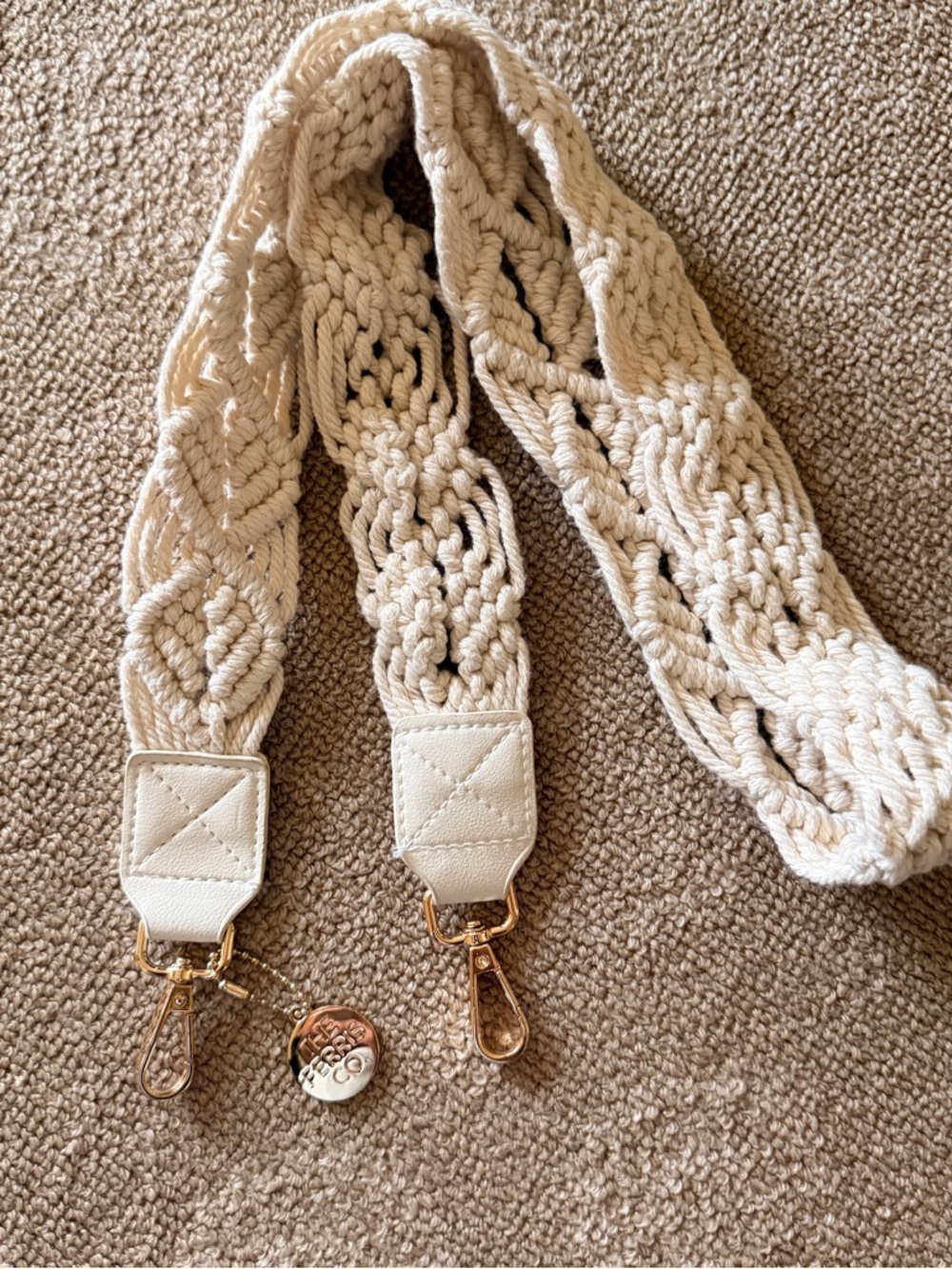 The Ferris Co. Macrame Crochet Bag Strap in Cream with Gold Hardware - Picture 6 of 6